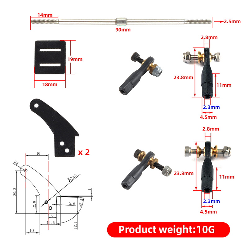 1 Set Steering Arms Rudder Angle Piece Servo Push Rod Joint for RC Model Airplane