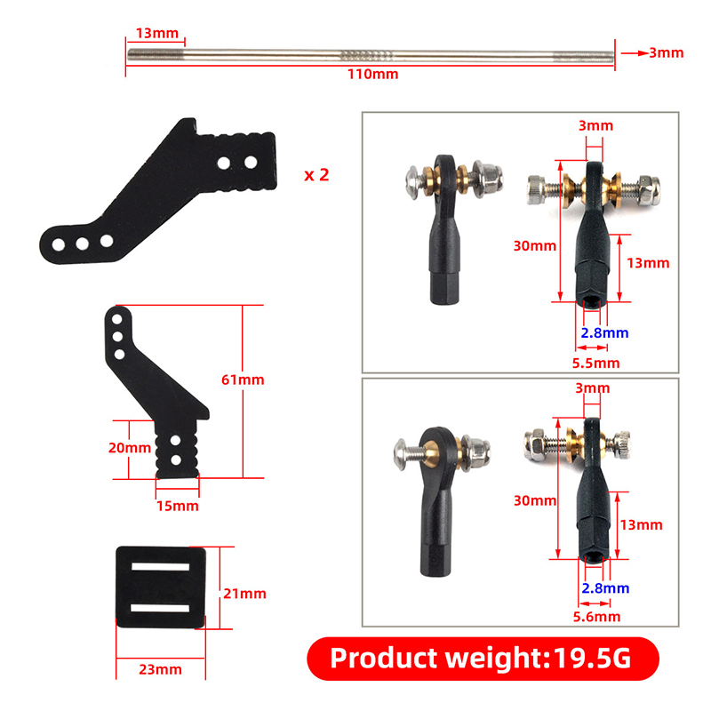 1 Set Steering Arms Rudder Angle Piece Servo Push Rod Joint for RC Model Airplane