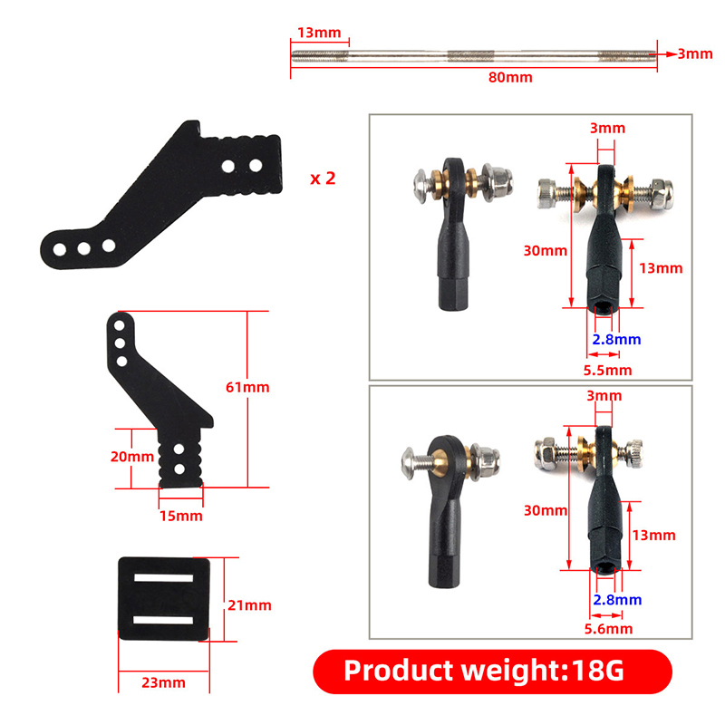 1 Set Steering Arms Rudder Angle Piece Servo Push Rod Joint for RC Model Airplane