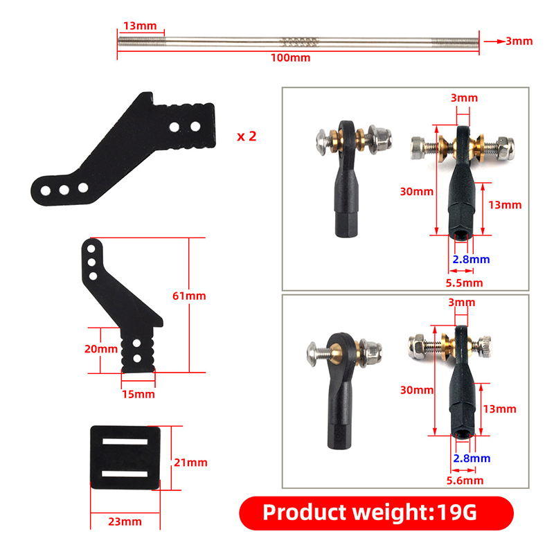 1 Set Steering Arms Rudder Angle Piece Servo Push Rod Joint for RC Model Airplane