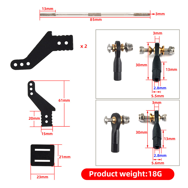 1 Set Steering Arms Rudder Angle Piece Servo Push Rod Joint for RC Model Airplane