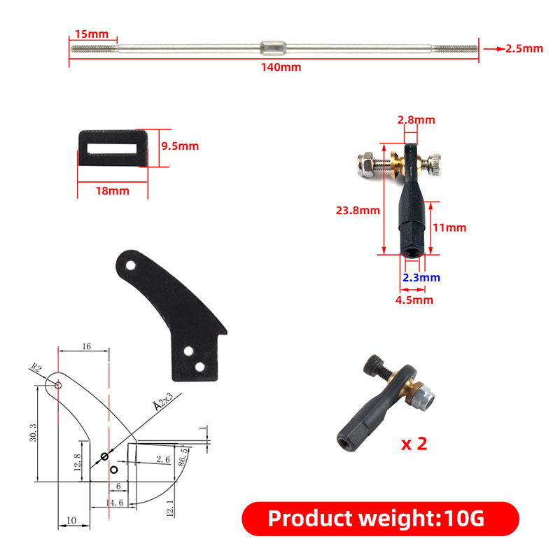1 Set Steering Arms Rudder Angle Piece Servo Push Rod Joint for RC Model Airplane