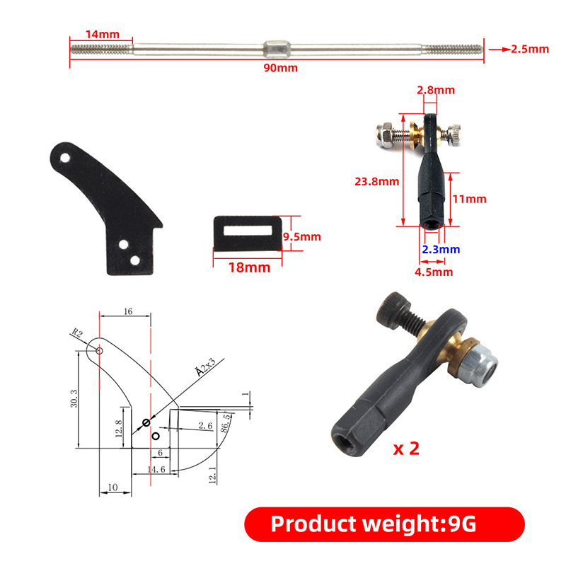 1 Set Steering Arms Rudder Angle Piece Servo Push Rod Joint for RC Model Airplane