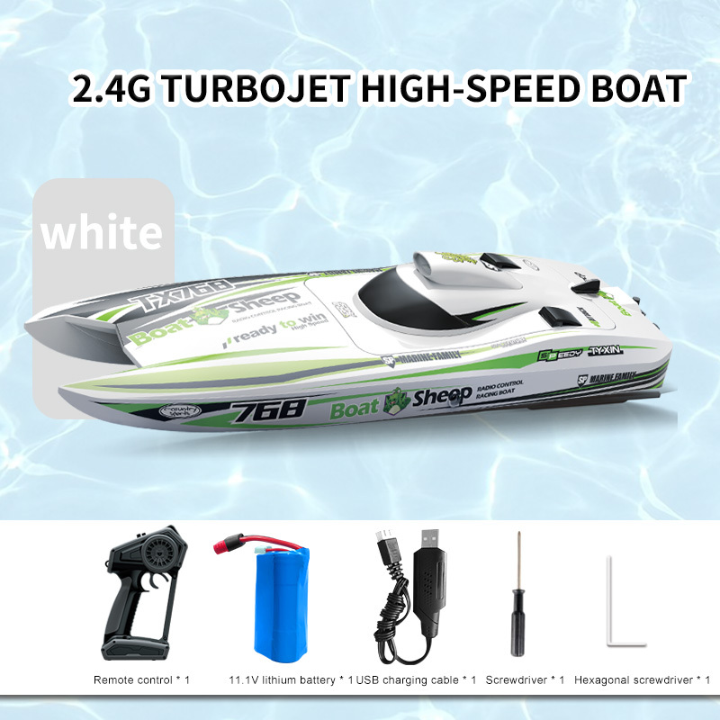 RC Boat 2.4Ghz Remote Control Boat Toy Boat Model for Lake and Pool TX768 high-speed Turbojet Boat