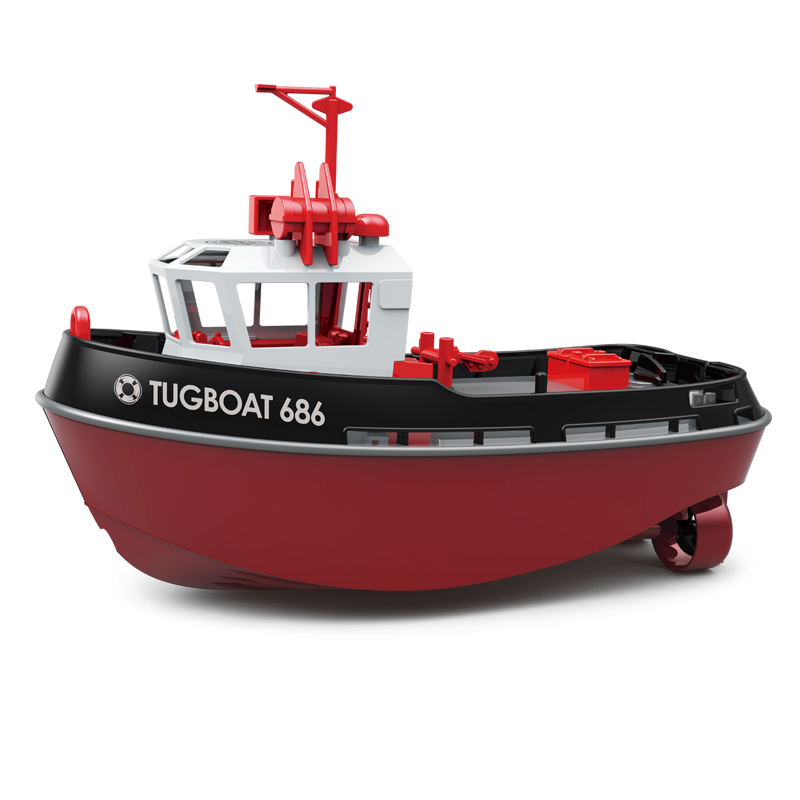 RC Boat, 1/72 2.4Ghz RC Tugboat, High-Speed Remote Control Boat Ship for Pools and Lakes with Low Battery Reminder Tugboat Water Toys RTR Version