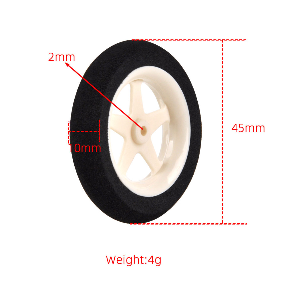 1 Pair of Light Foam Tail Sponge Wheels 45mm For RC Remote Control Airplane Model Replacement Parts
