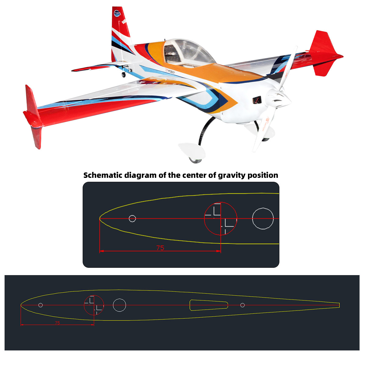 ZYHOBBY VOTEC 322 M069 48inches Fixed Wing Yellow Electric RC