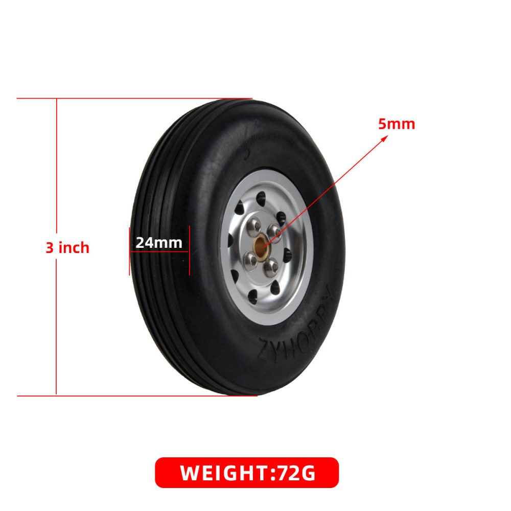 ZYHOBBY Rubber Tires Aluminum Core 1.75inch 3inch 3.5inch For RC Airplanes