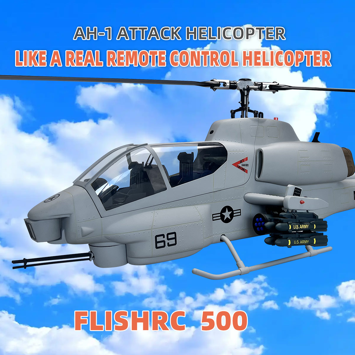 KALT ヒューイコブラ HUEY Cobra 500 　ギャーボックス 500 AH-1S Cobra Gray RC Helicopter Fuselage 500 Size with