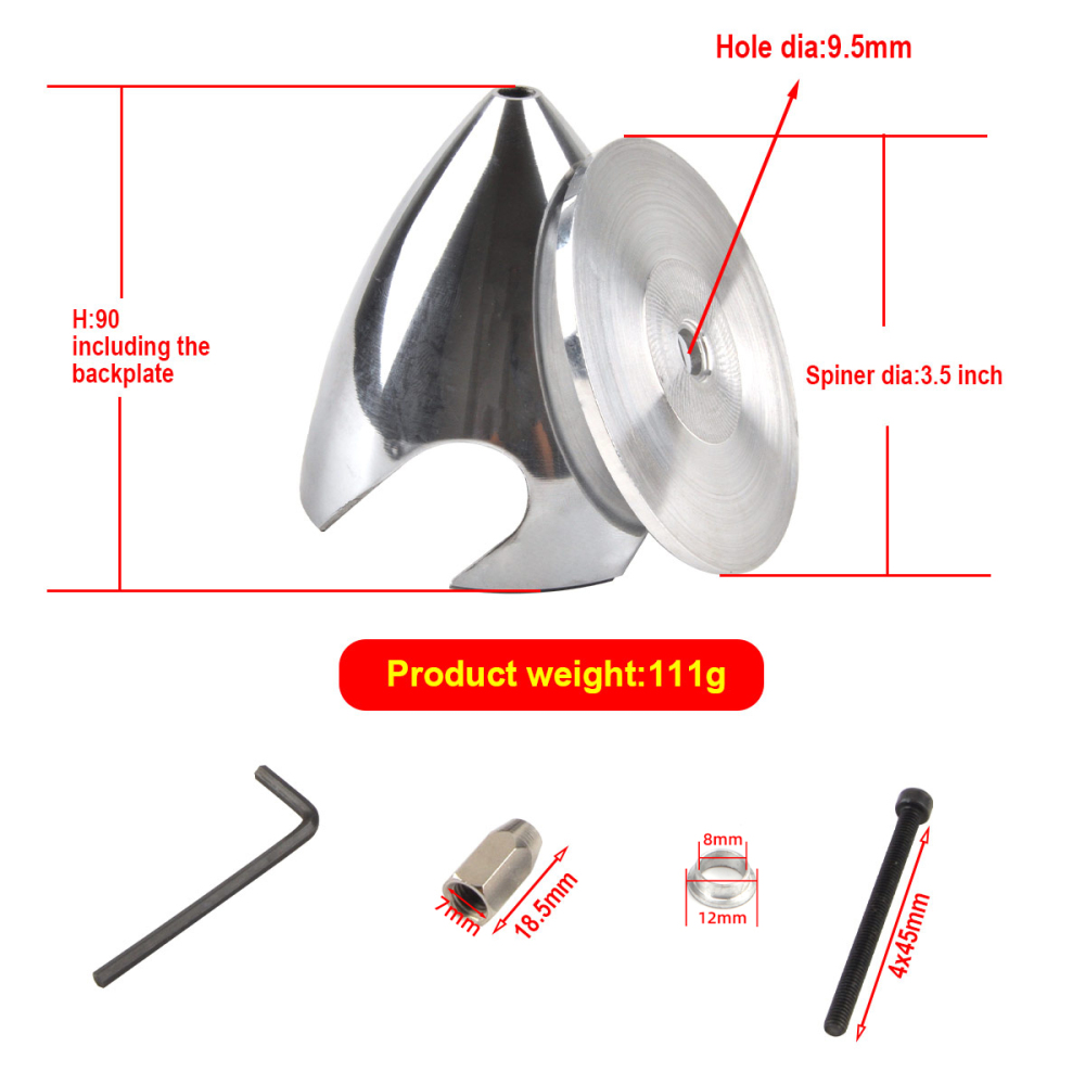 ZYHOBBY 3.5inch Spinner Aluminum Spinner Four Holes 4 Blades for RC Aircraft with Prop Adapter Models