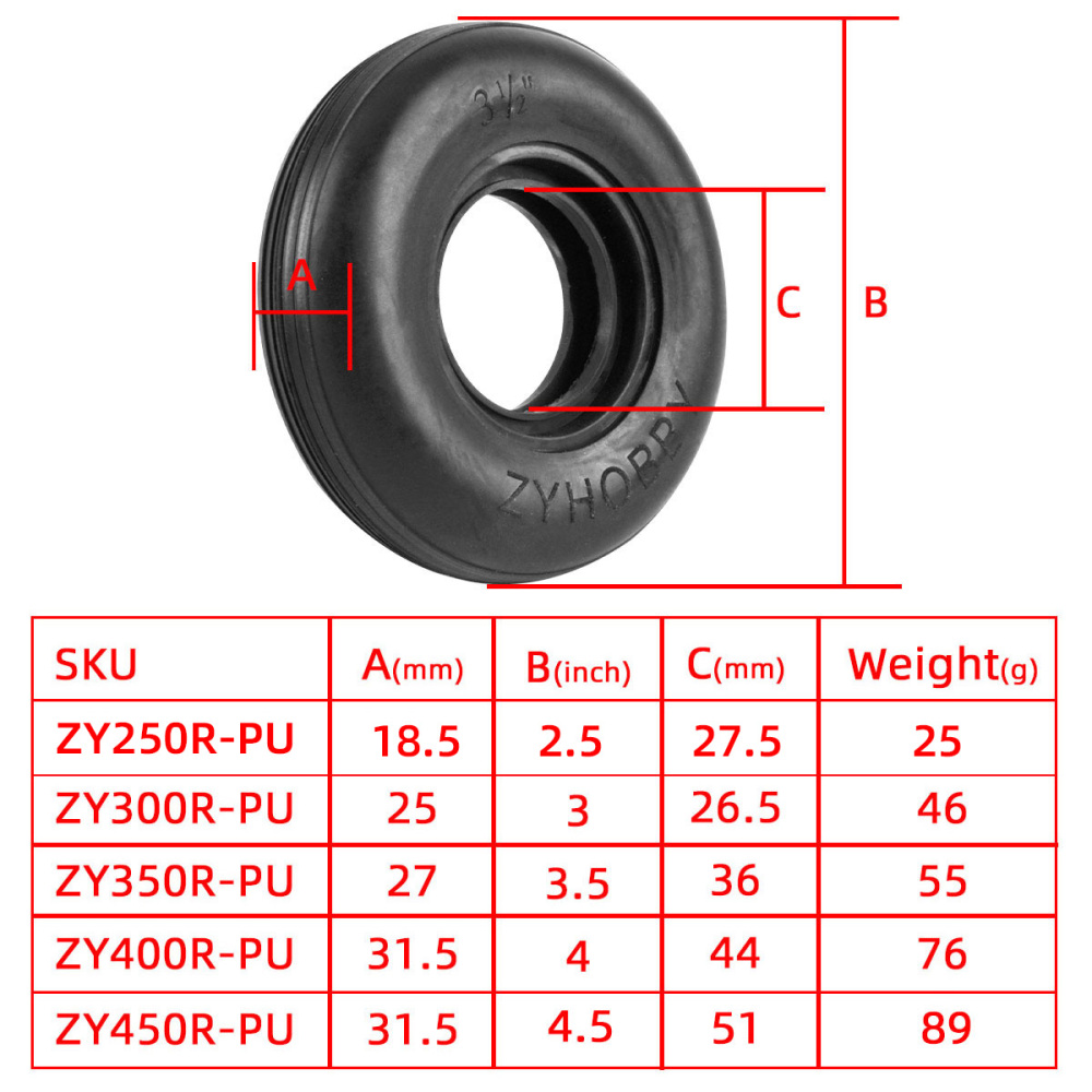ZYHOBBY PU Wheel Tyre 1.75/2.5inch Rubber PU Wheel Tyre For RC Airplane Models 1 Piece