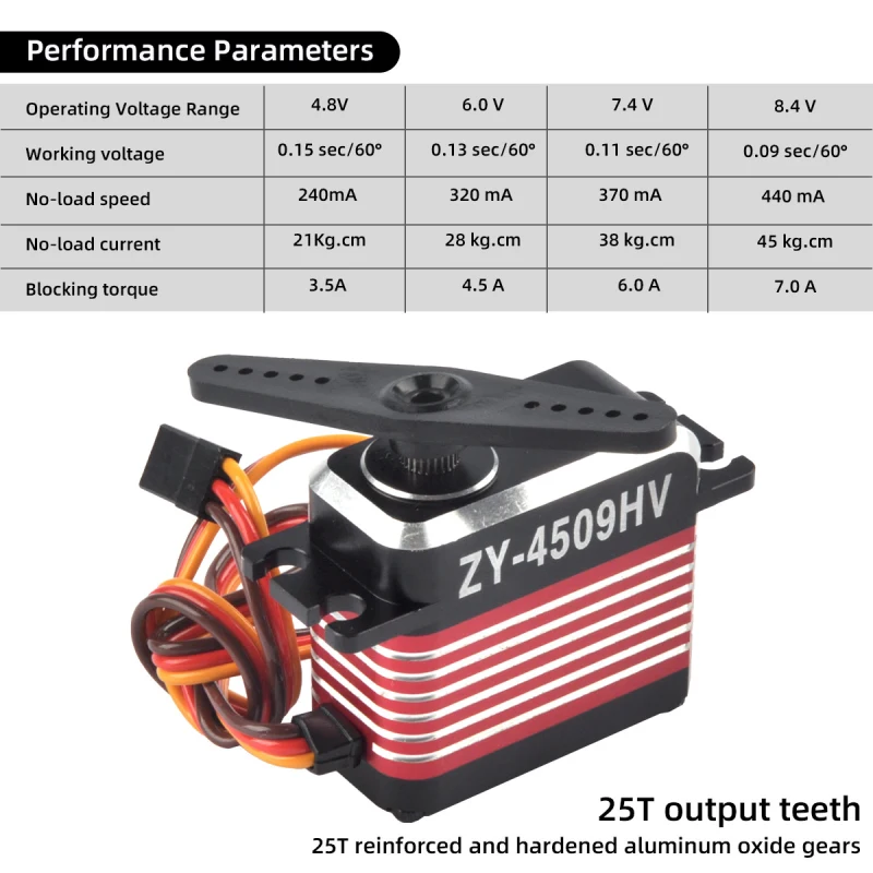 ZY Servo ZY-4509HV 45KG High Voltage Brushless Digital Servo High Torque Metal Casing