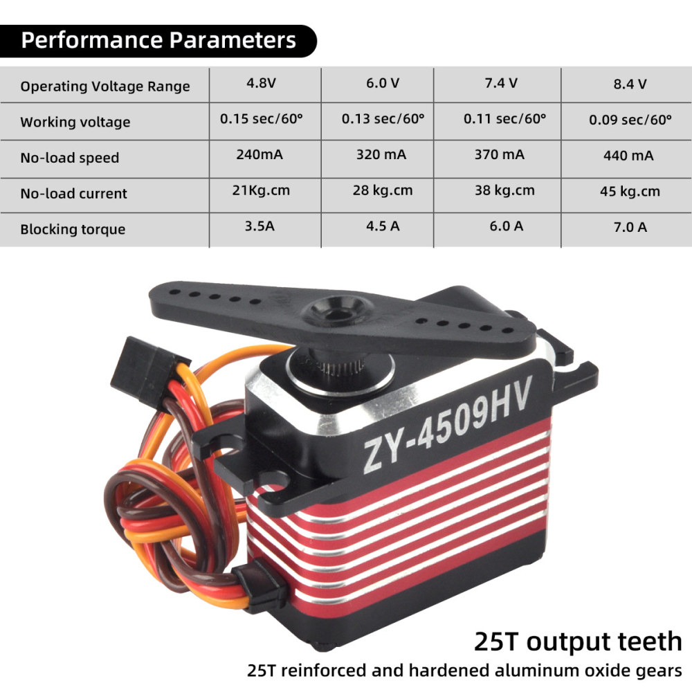 ZY Servo ZY-4509HV 45KG High Voltage Brushless Digital Servo High Torque Metal Casing
