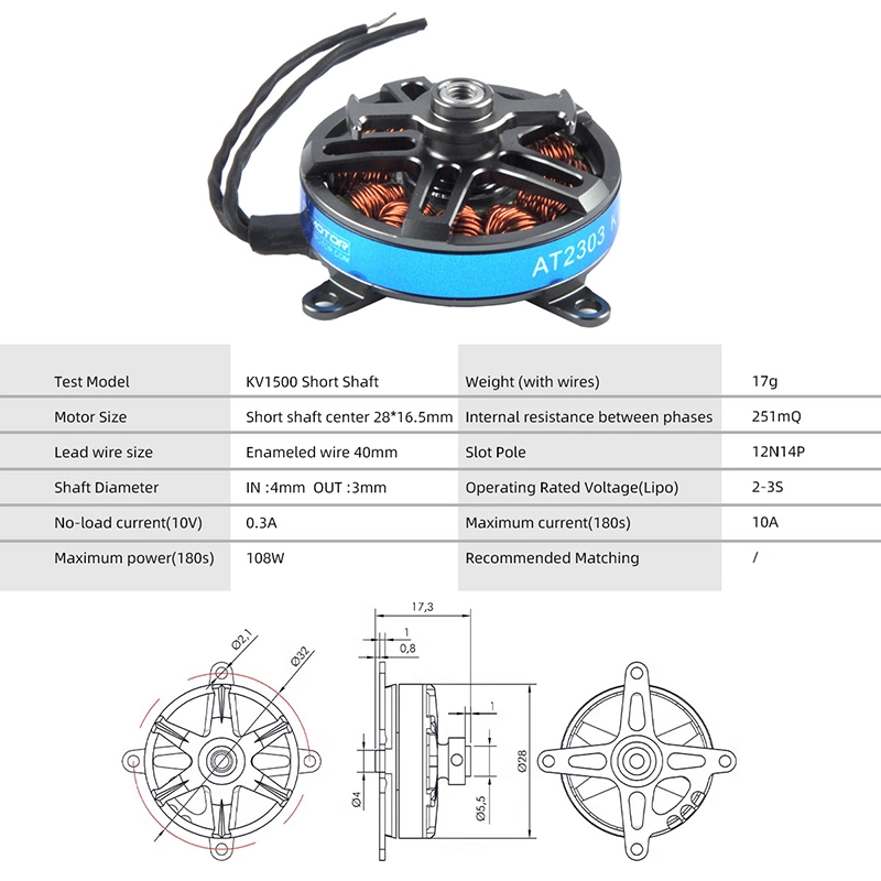 T-Motor Brushless Motor AS2303 1500KV/1800KV/2300KV Brushless Motor for Fixed Wing RC Airplane Aircraft