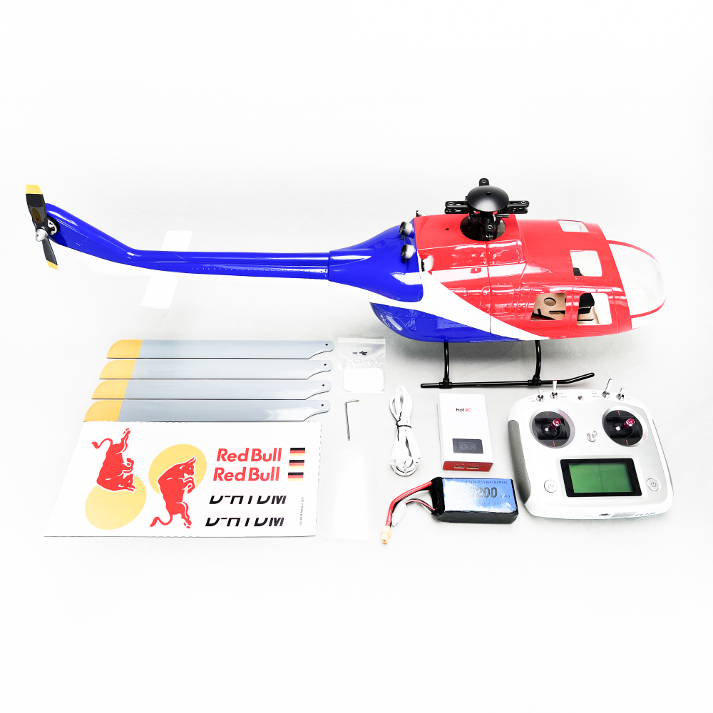 Roban 450size BO-105 Red Bull Heilcopter RC Heilcopter GPS Mode X2 Flight Control System LED Lighting System RTF Version