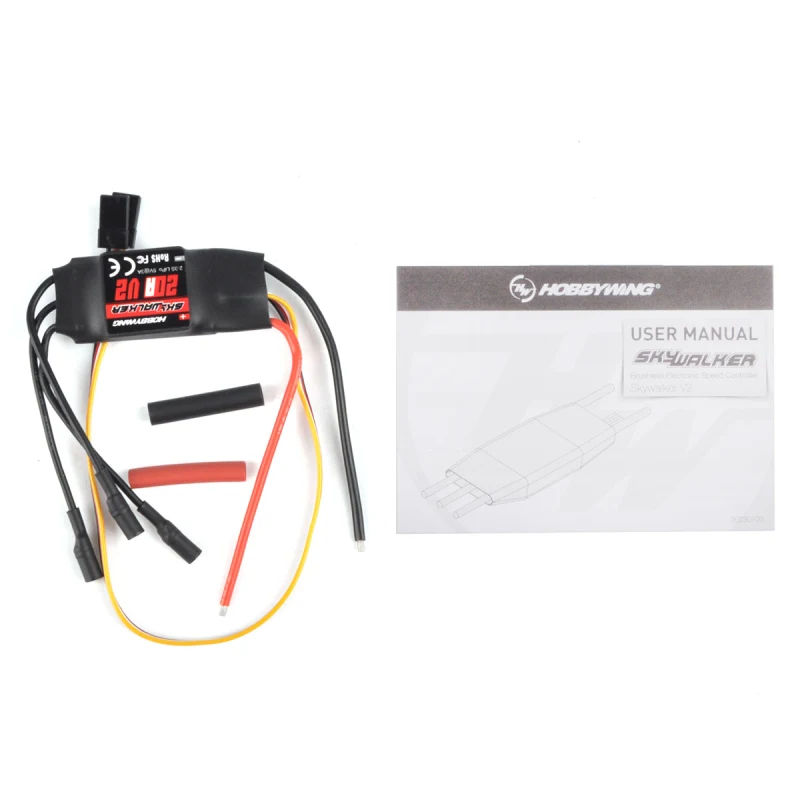 HOBBYWING Skywalker-20A V2 Brushless Electronic Speed Controller Brushless ESC 2-3S LiPo Low Voltage for RC Airplanes