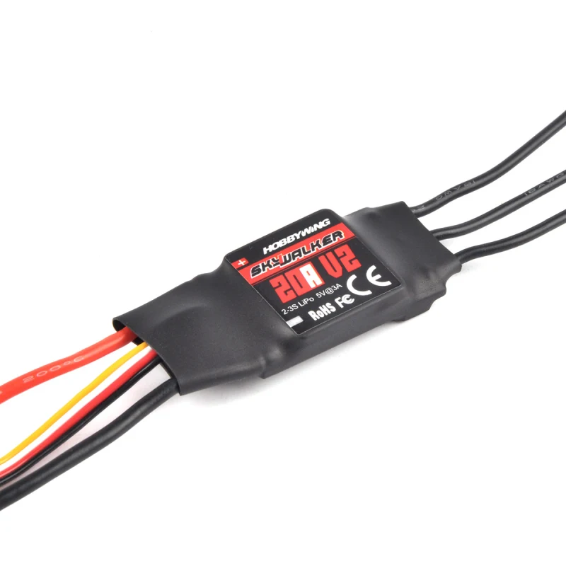 HOBBYWING Skywalker-20A V2 Brushless Electronic Speed Controller Brushless ESC 2-3S LiPo Low Voltage for RC Airplanes