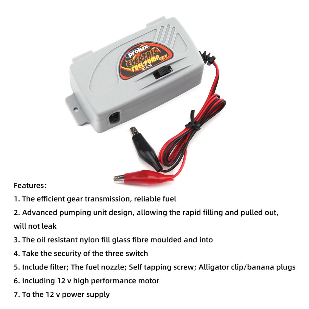 Prolux 1670 12V Electric Fuel Pump For Nitro Engine Buggy Truggy Car fuel nozzle 12V high-performance motor