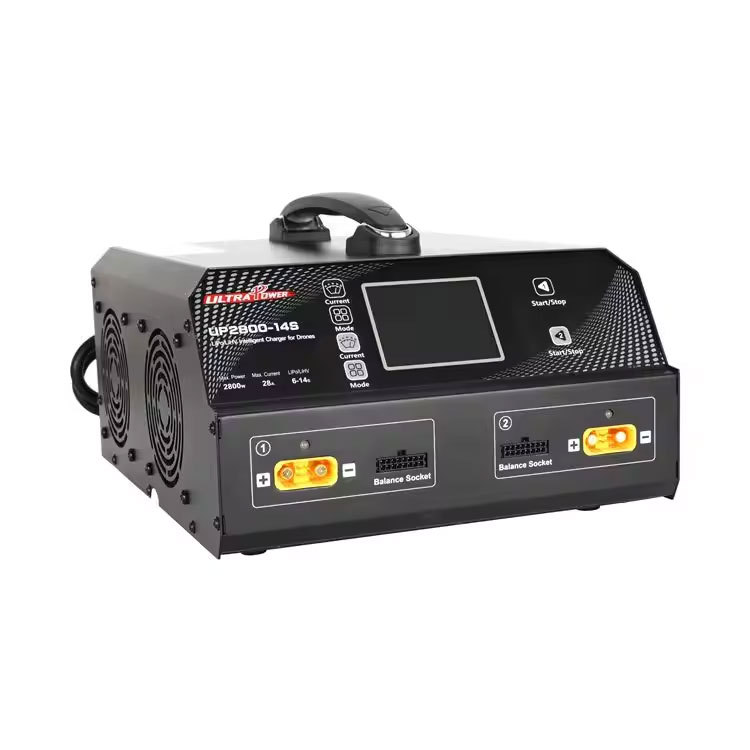 Ultra Power UP2800-14S Dual Channels Lipo/LiHV Battery Charger For UAV Drone, LCD Display Charger For Plant Protection Aircraft