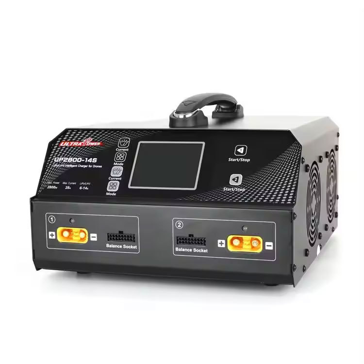 Ultra Power UP2800-14S Dual Channels Lipo/LiHV Battery Charger For UAV Drone, LCD Display Charger For Plant Protection Aircraft