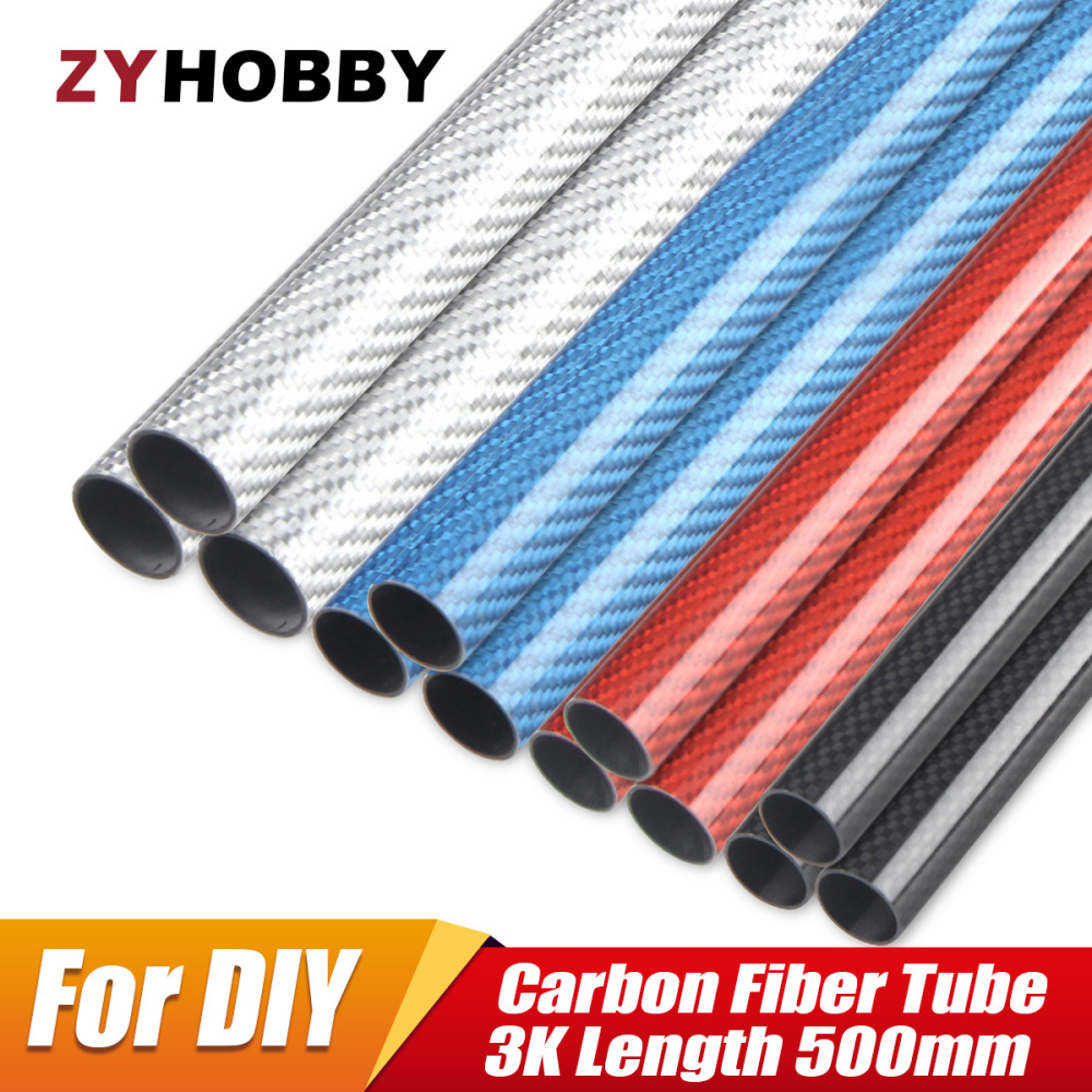 2pcs 500mm Colored Carbon Fiber Tubes - 3K Glossy Surface