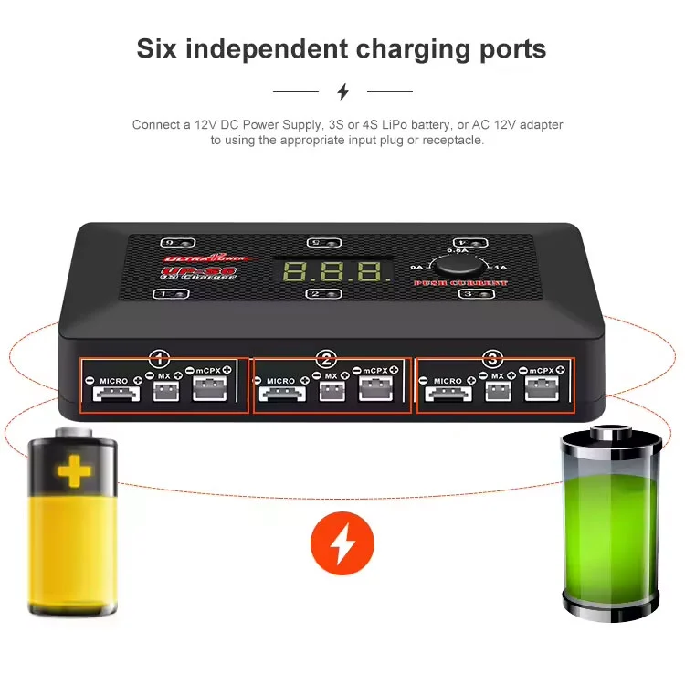 Ultra Power UP-S6 Six Channels Intelligent Fast Charger Lipo/LiHV Battery Charger for RC Model