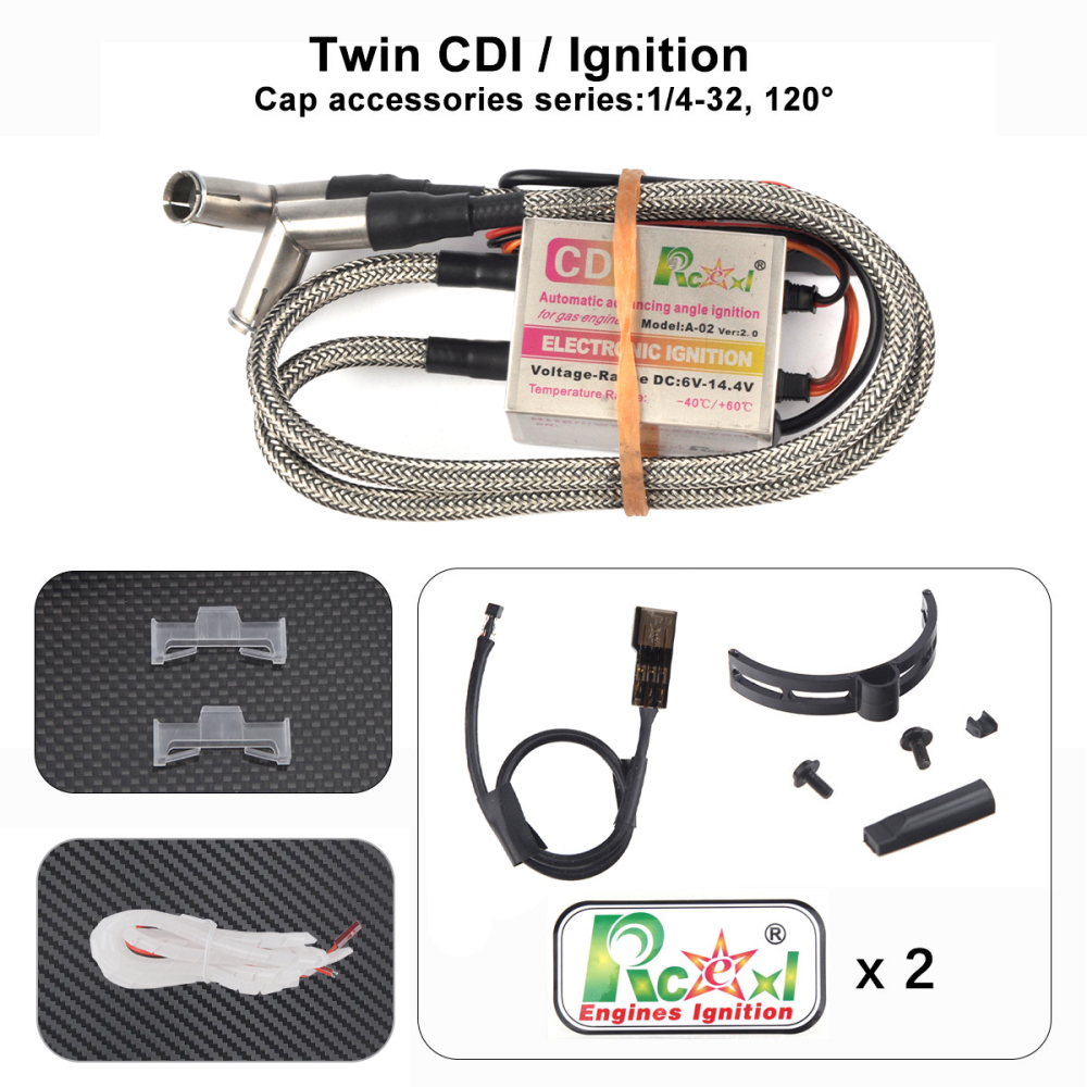 RCEXL Twin Ignition with 120 Degree Cap for NGK ME8 1/4-32 Plug
