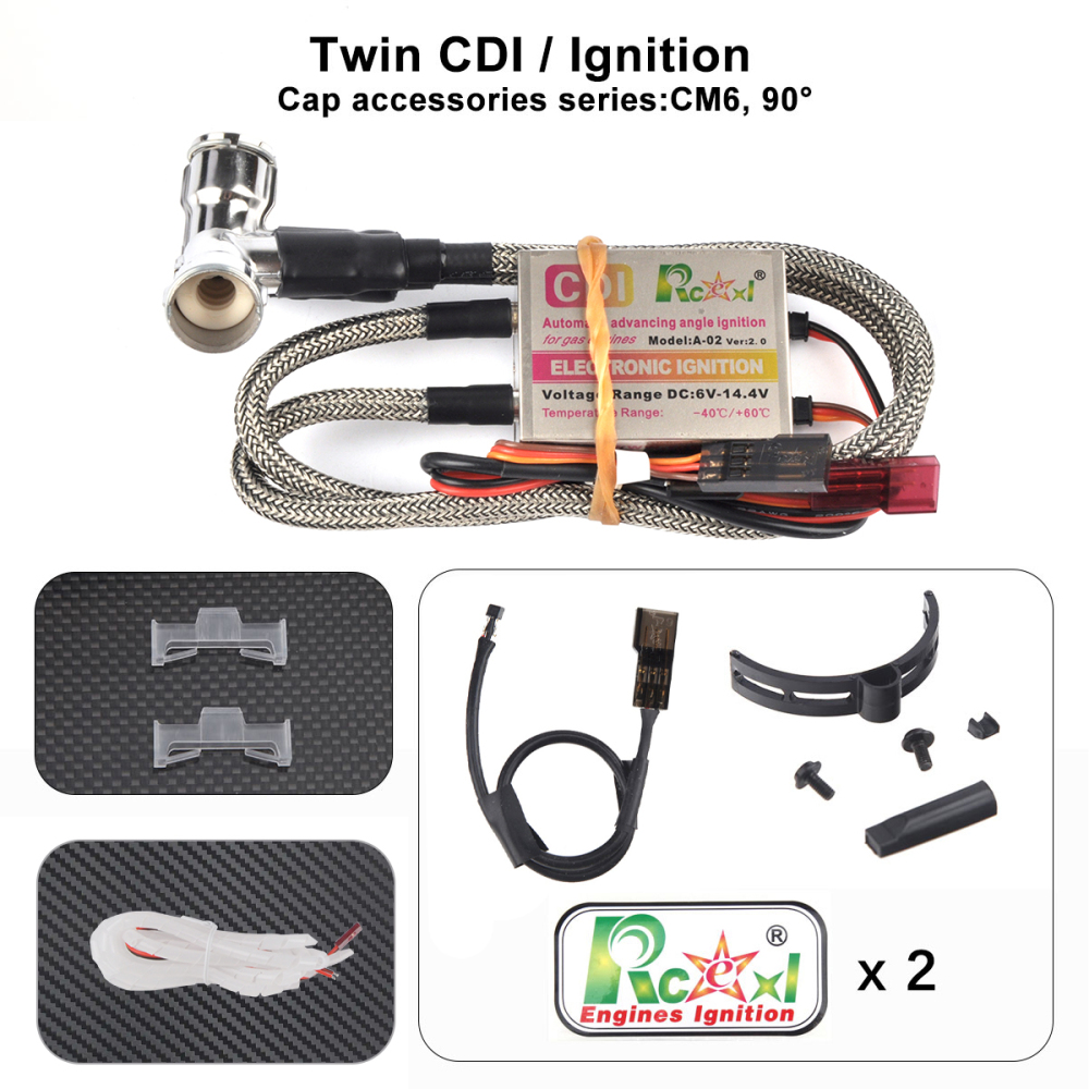 RCEXL Twin Ignition with 90 Degree Cap for NGK CM6 10mm Plug