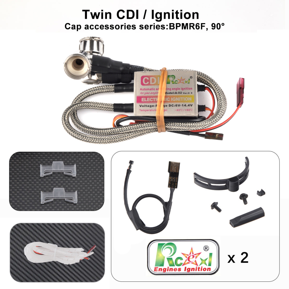RCEXL Twin Ignition with 90 Degree Cap for NGK BPMR6F 14mm Spark Plug