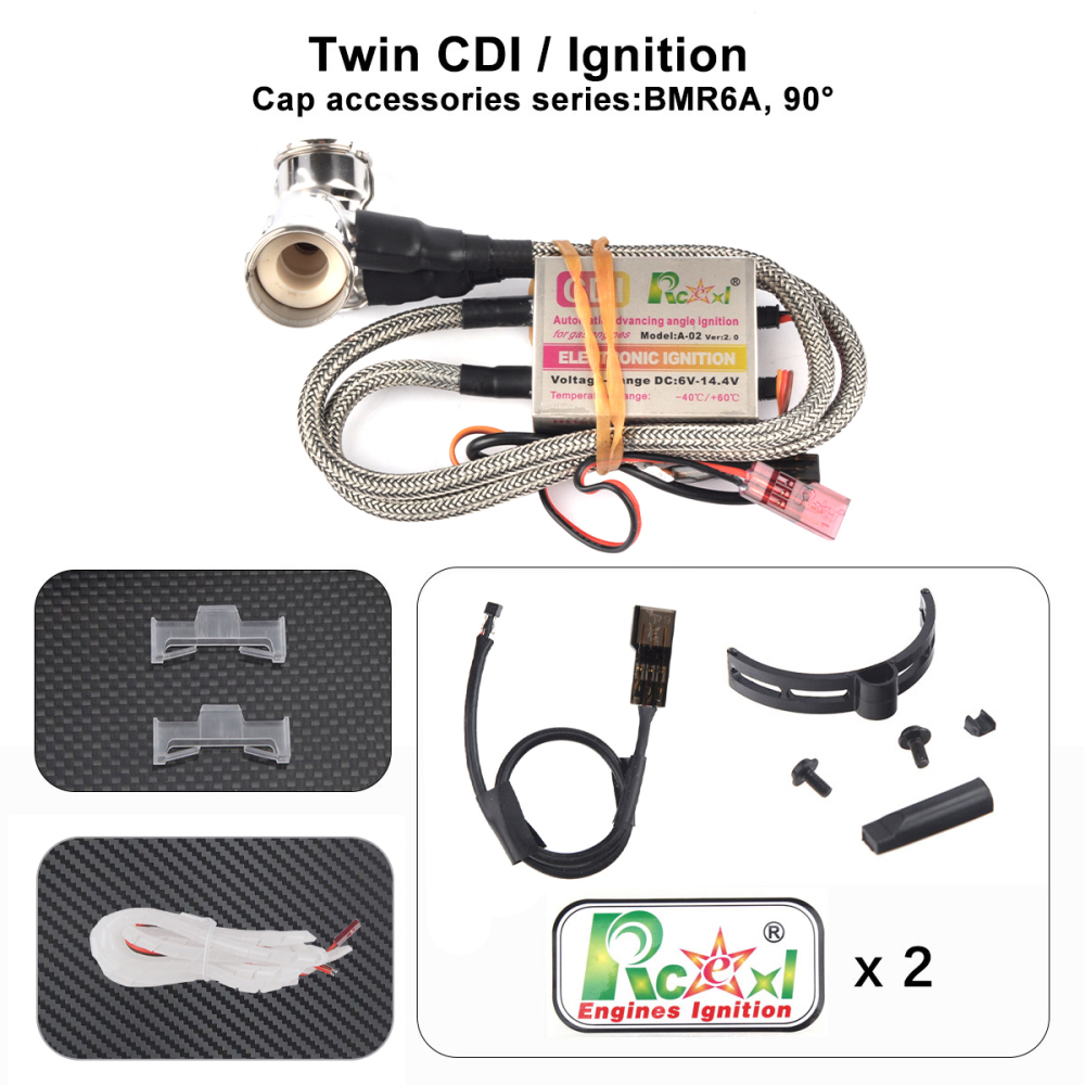 RCEXL Twin Ignition CDI with 90 Degree Cap for NGK BMR6A 14mm Plug