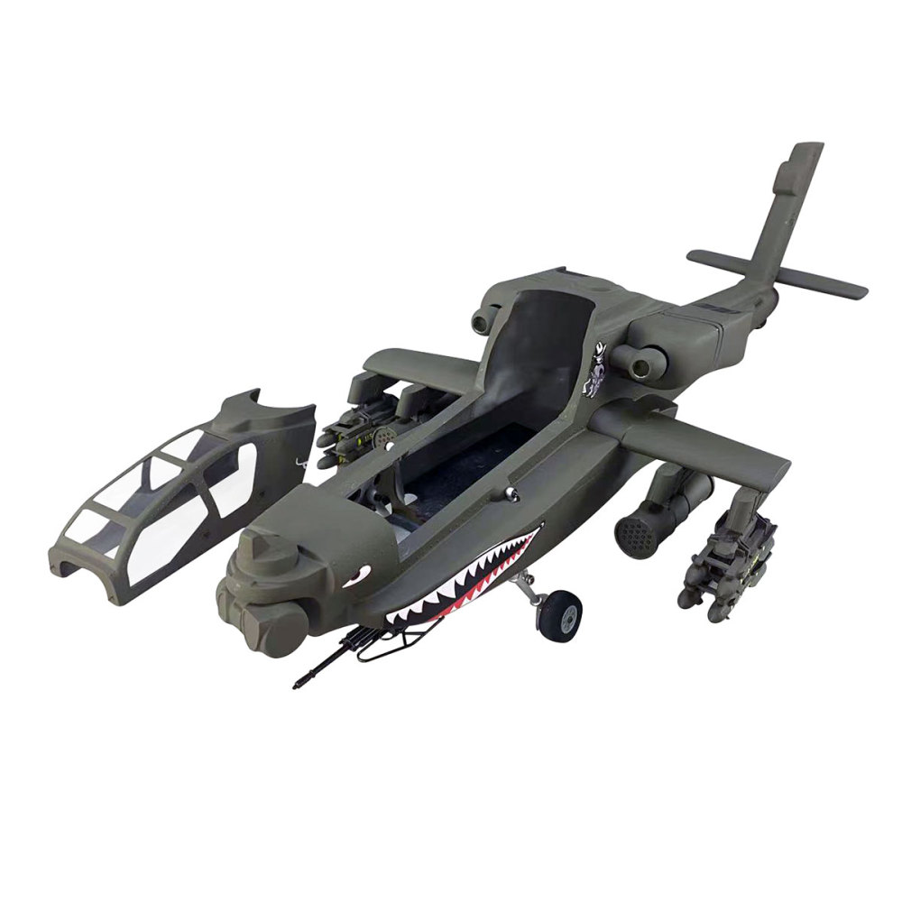 500 Military Drab AH-64 RC Helicopter Fuselage 500 Size Green Painting Apache