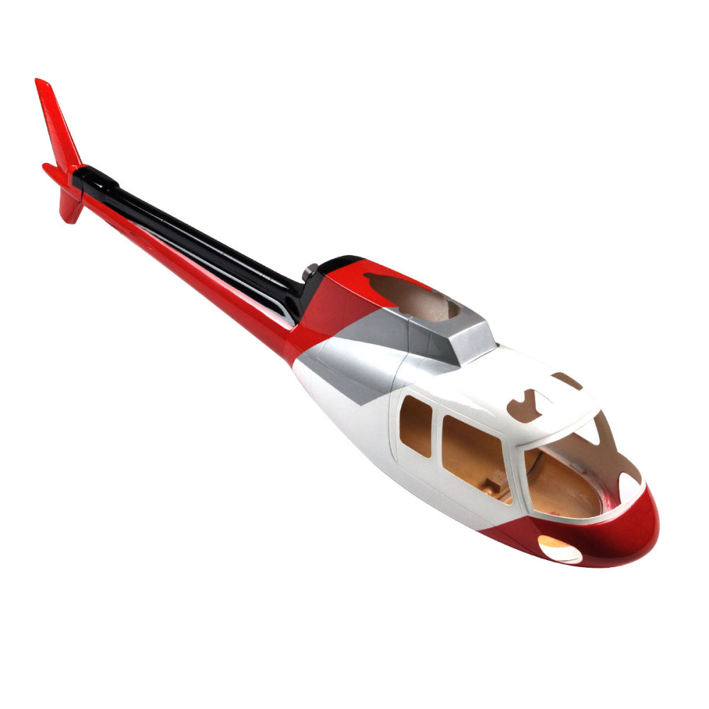 RC Helicopter Fuselage AS350 Ecureuil Painting 500 Size Fuselage Desinged for The T-Rex 500 Red White Silver