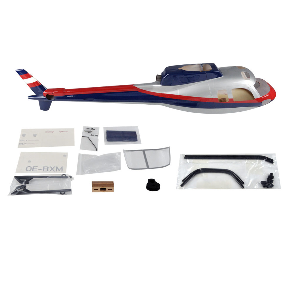 Roban helicopter fuselage 500 size AS350 Police Red Blue Silver pre-painted helicopter fuselage
