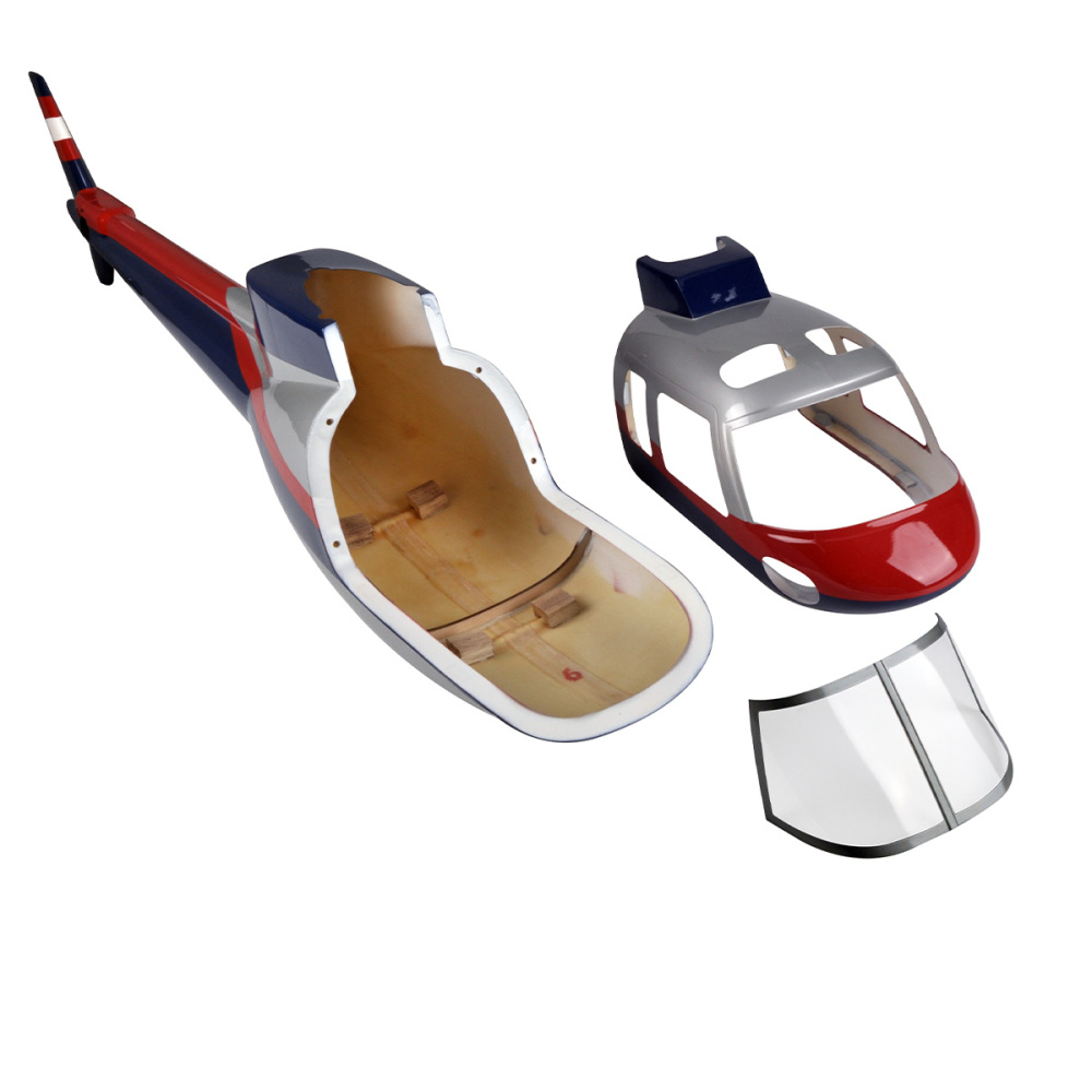 Roban helicopter fuselage 500 size AS350 Police Red Blue Silver pre-painted helicopter fuselage