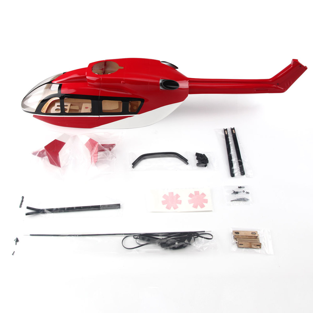 Roban 450 Size Helicopter Fuselage Ec-145 Red And White Prepainted Helicopter Fuselage