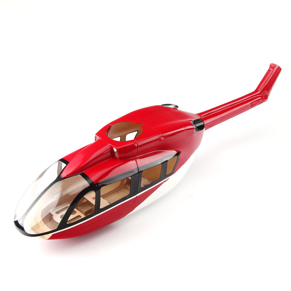 Roban 450 Size Helicopter Fuselage Ec-145 Red And White Prepainted Helicopter Fuselage