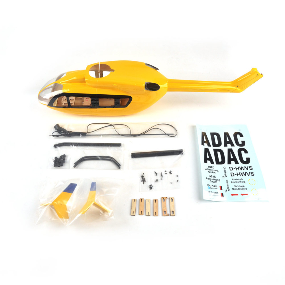 Roban 450 Size Helicopter Fuselage EC-145 Yellow Prepainted Helicopter Fuselage