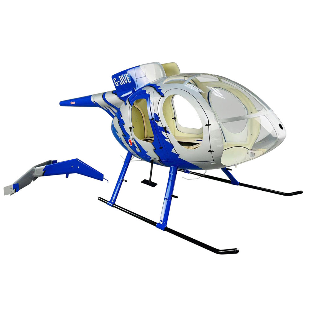 Roban Helicopter Fuselage MD500E G-Jive Blue Helicopter Fuselage pointed Pre-Painted Version