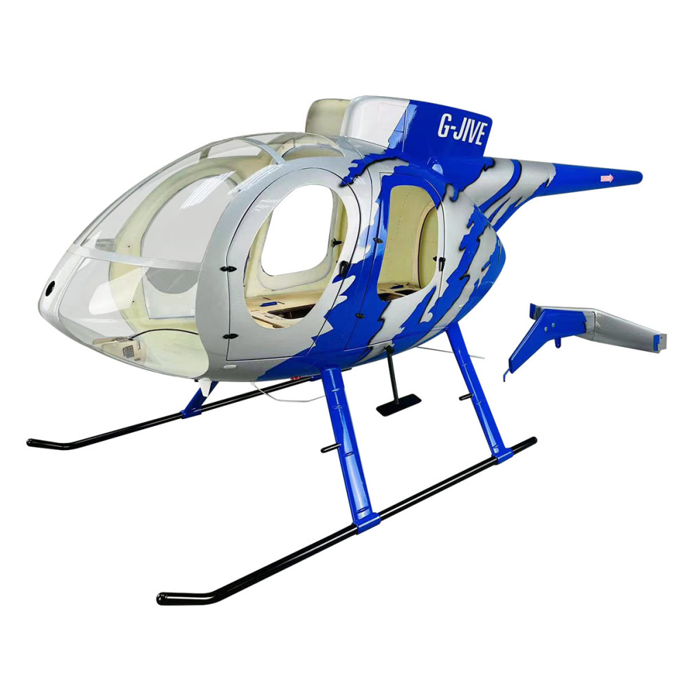 Roban Helicopter Fuselage MD500E G-Jive Blue Helicopter Fuselage pointed Pre-Painted Version