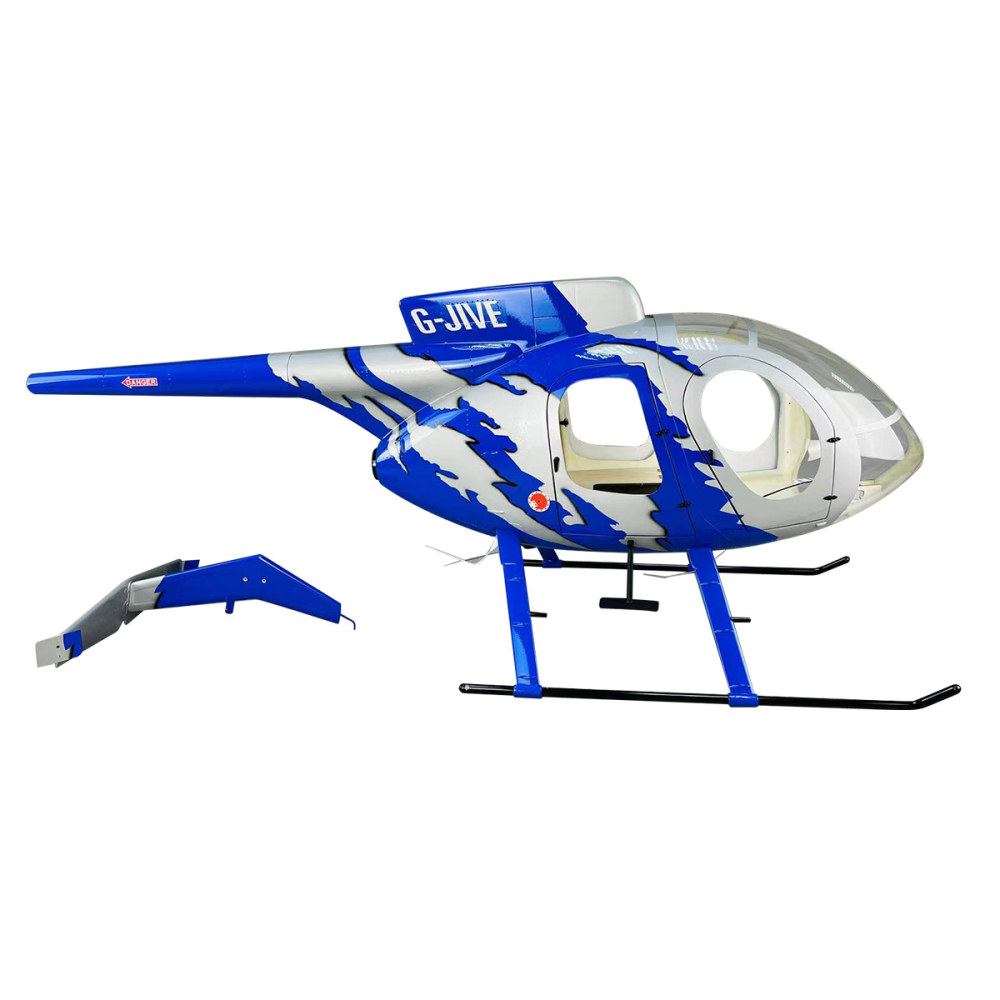 Roban Helicopter Fuselage MD500E G-Jive Blue Helicopter Fuselage pointed Pre-Painted Version