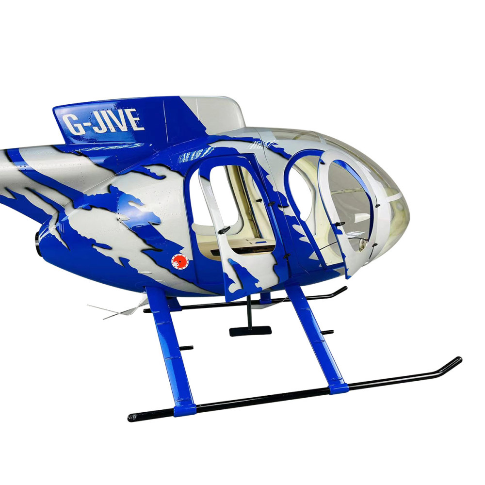 Roban Helicopter Fuselage MD500E G-Jive Blue Helicopter Fuselage pointed Pre-Painted Version