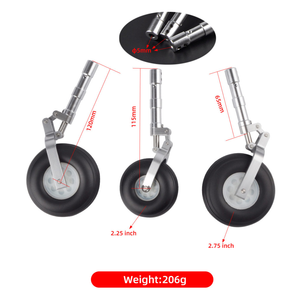 RC Airplane SZ002-16003 Alloy Undercarriage Anti-vibration Landing Gear with Wheels 3pcs/set for 1.6m Red Arrows RC Plane