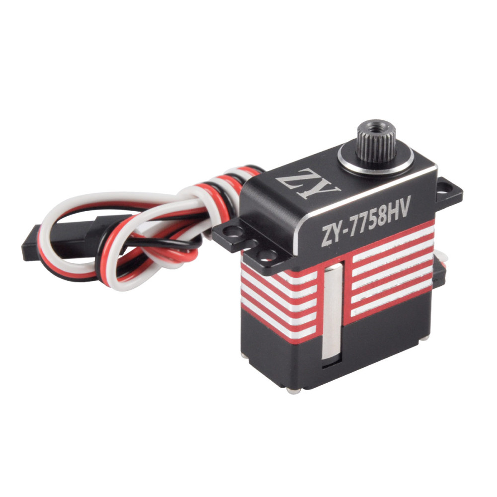 ZY-7758HV Standard Servo Torque Digital Corelessmotor Metal Brush Motor Servo 23*12*27mm 25T 7.7KG for RC Plane