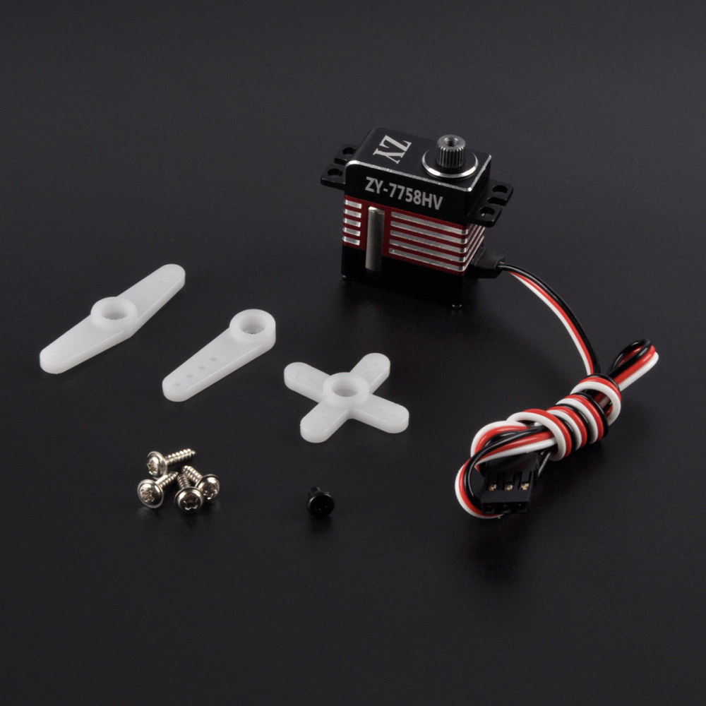 ZY-7758HV Standard Servo Torque Digital Corelessmotor Metal Brush Motor Servo 23*12*27mm 25T 7.7KG for RC Plane