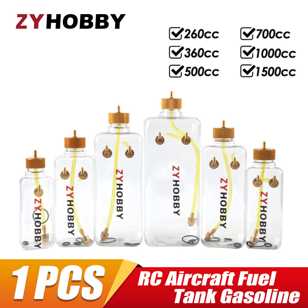 ZYHOBBY Fuel Tank Transparent Plastic Bottle 260/360/500/700/1000/1500 ML/CC CNC Aluminum Alloy for RC Gas and Nitro Airplane Model