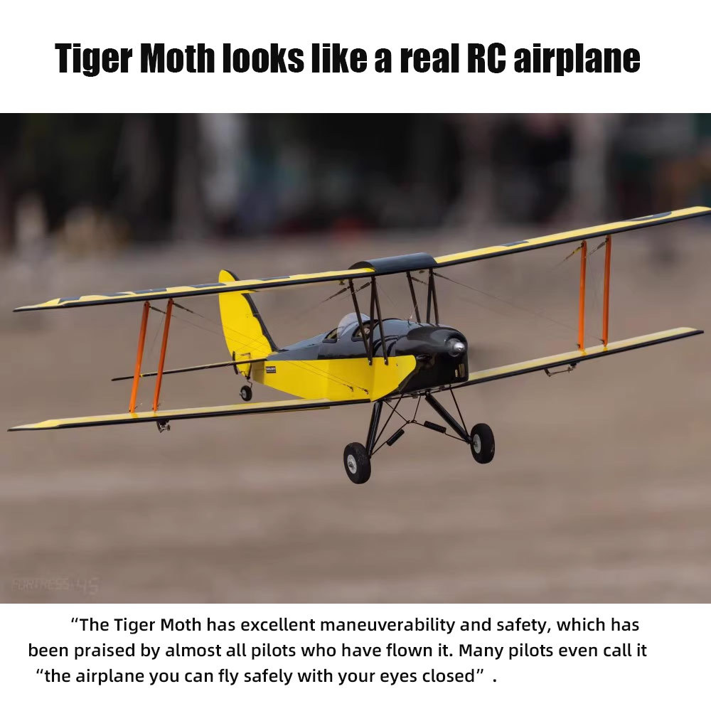 1.4M Balsa Tiger Moth Trainer Model Airplane Yellow