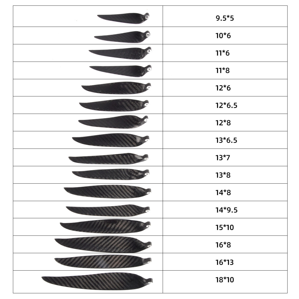 ZYHOBBY 9.5~18inch Carbon Fiber Propeller Foldable Propeller for RC Airplane Multiple propeller sizes available