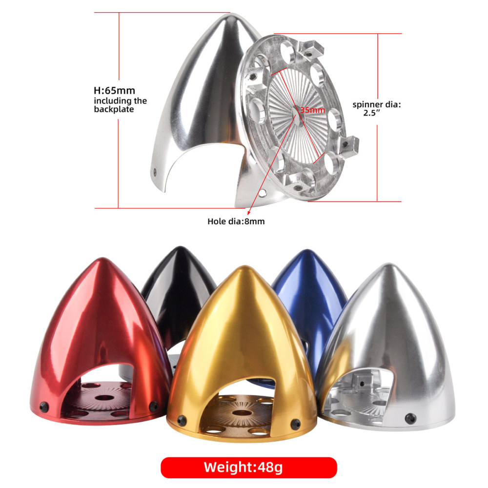 ZYHOBBY Aluminum Alloy Spinner 2 Blades Special Drilled for RC Plane with Prop Adapter 2.5" for 20CC Engine