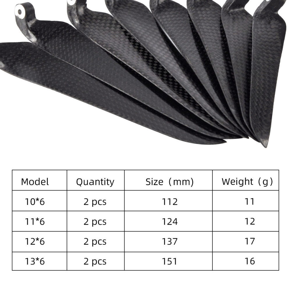 ZYHOBBY 9.5~18inch Plain Carbon Fiber Propeller Foldable Propeller for RC Airplane Multiple propeller sizes available