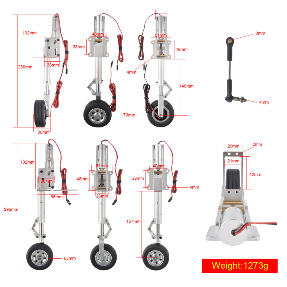 ER150 Retract Set Electric Landing Gear For 12-17kg Aircraft With Controller